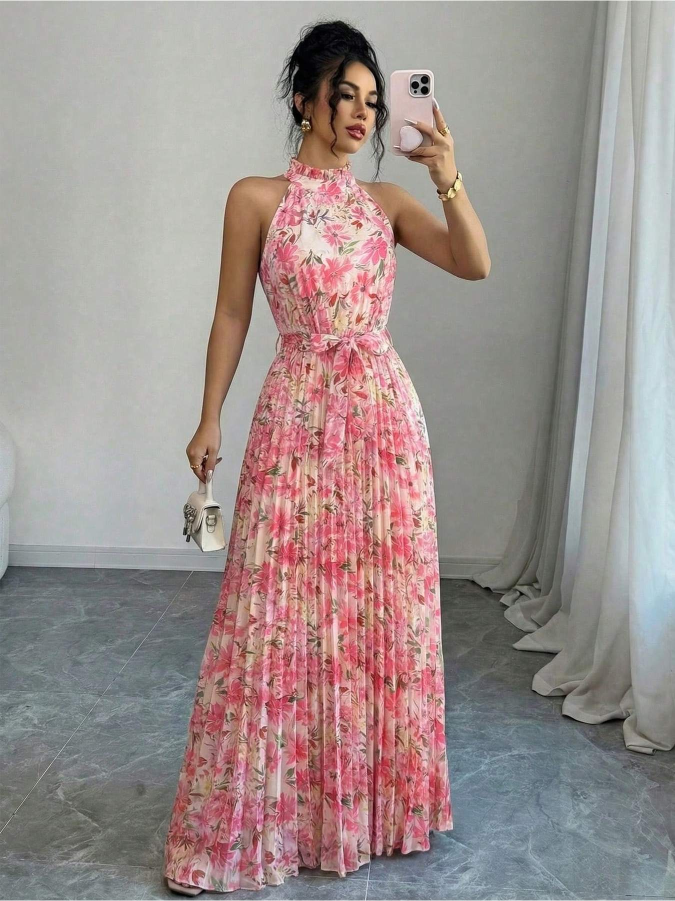 open lace back dress Afternoon Tea Dress ~ Cottage Floral Pink – Show Me Your Mumu main image 0