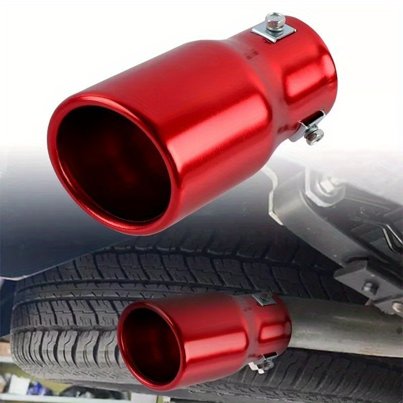 E-shop 2,5-Zoll Aluminiumlegierung Endrohrspitze - Rotes Runddesign, Geräuschreduzierendes Endrohr, Hochwertig, Einfach zu Installieren, Geeignet für