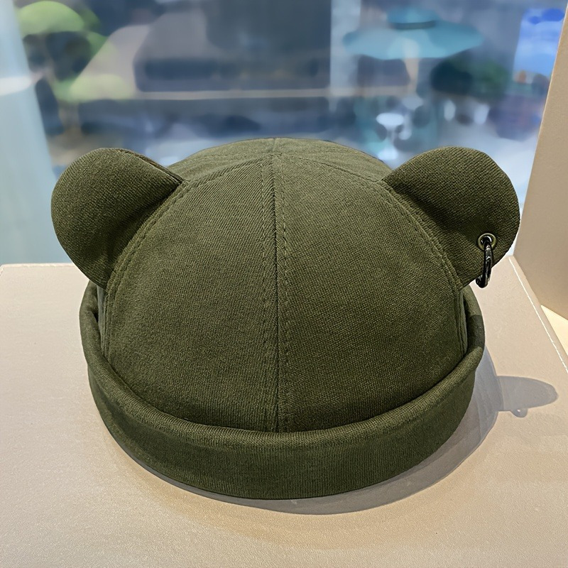 Embellished Green and Brown Cap EMMIE BROOCH HAT – AKIRA main image 4