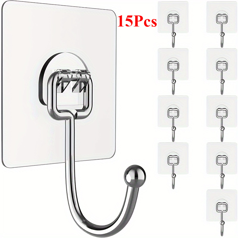 E-shop 15 Stück Robuste Klebende Wandhaken - 50% Polyester, 50% Metall, Geruchlos, Keine Stromversorgung Erforderlich, Batteriefrei - Rostfrei,