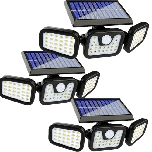 solar wall lights with motion 74 leds 3 head adjustable lighting ip44 solar 270 wide angle lighting for garage patio walkway front door