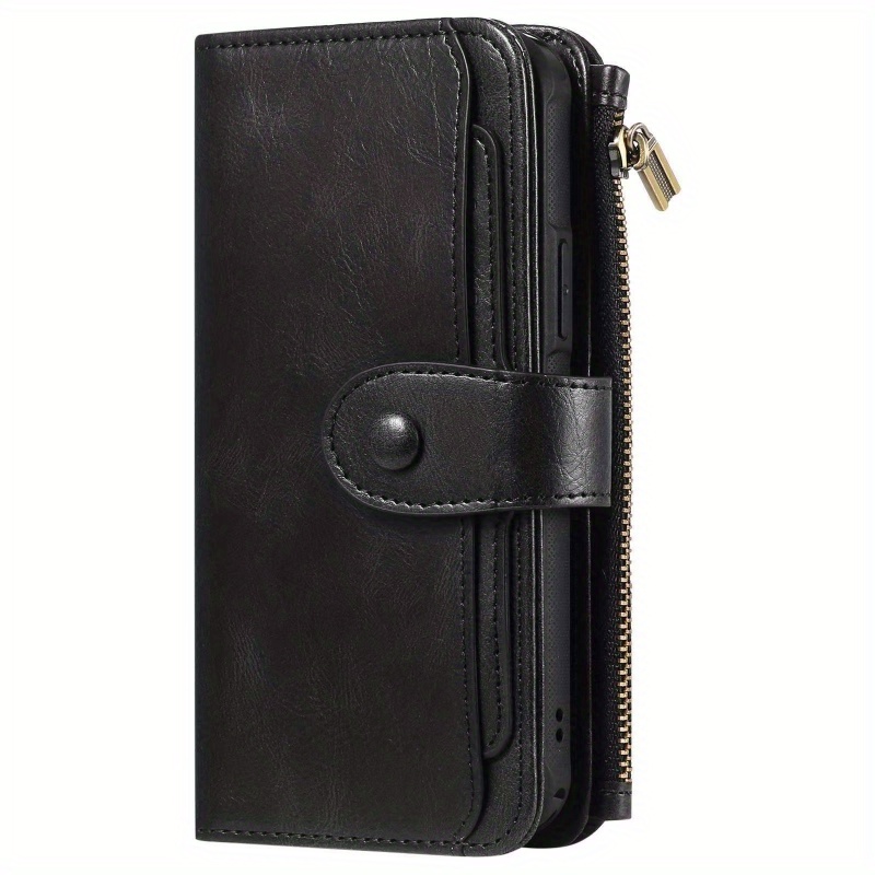 TEMU Phone Case: New Solid Color Vintage Zipper Magnetic Detachable Holder Phone Case Compatible With Iphone 11/12/12 Pro/12 Pro Max/13/13 Pro/13 Pro