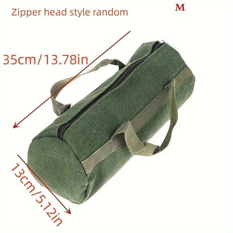 

Green Canvas Tool Bag, Non-waterproof Knitted Power Tool Storage With Zipper Closure And Carry Handle