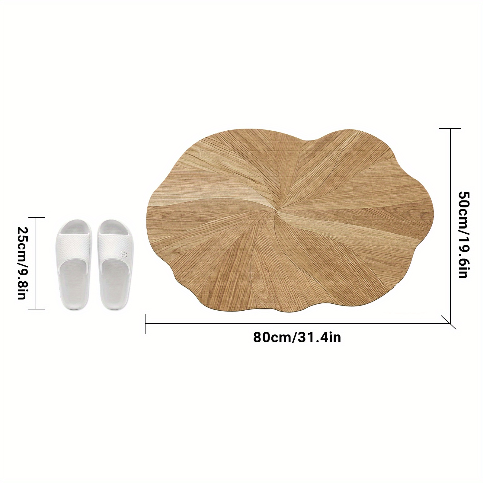 TEMU 1pc Irregular Wood Grain Pattern Bathroom Mat, Super Anti Slip Rubber Bottom Bathroom Mat, Soft Absorbent Quick Drying Floor Mat, Carpet Shower