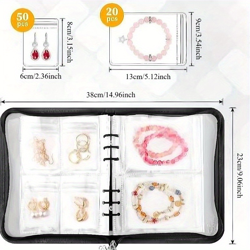 1set high capacity travel jewelry storage box contains   book fifty small bags and   large bags a   of colors   from transparent multi grid storage suitable for earrings necklaces rings portable storage bag     jewelry roll for   suitable for birthdays valentines day thanksgiving   and other holiday gifts jewelry boxes and storage jewelry storage roll jewelry rolls Product details 2