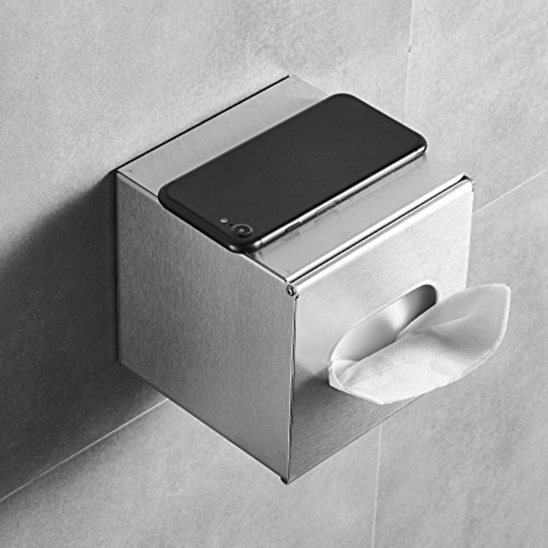   glass tissue box holder with brushed nickel       lid easy refill multi   for bathroom bedroom office 5 12 cube organizer tabletop wall mounted hardware included decorative storage for tissues napkins Product details 2