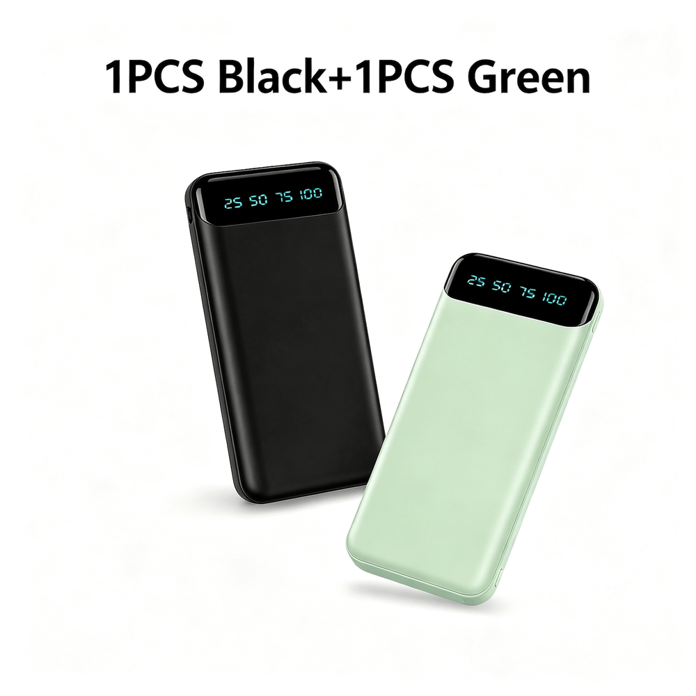 TEMU 2-pack 20000mah Power Banks, Led Display, Usb And Type-c Ports. Colors: Pink And Black, Green And Black. Compatible With Ios And , Emergency