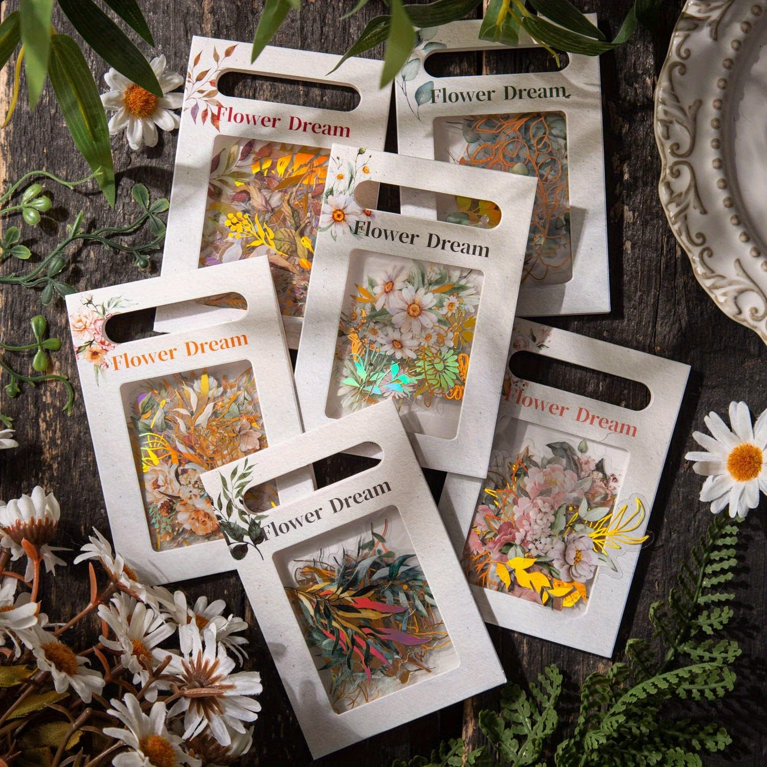 TEMU 240pcs Transparent Gold Foil Botanical Stickers, Floral Decals For Water Bottles Phone Cases Laptops Journal Planner Card Making