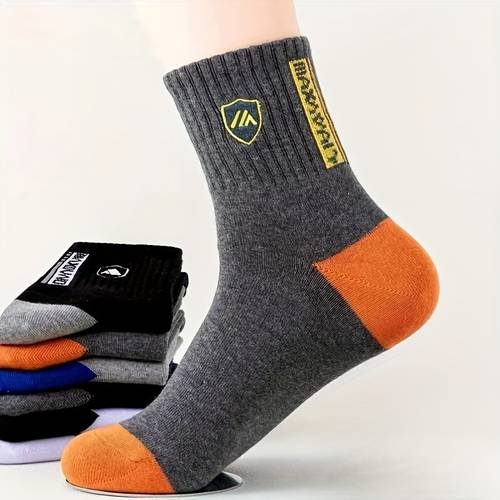 4 paires de chaussettes polyvalentes et élégantes pour hommes et femmes - chaussettes décontractées à géométriques , couleurs aléatoires, orteils et talons renforcés, adaptées à lautomne et à lhiver, chaussettes dautomne pour hommes, chaussettes dautomne pour femmes
