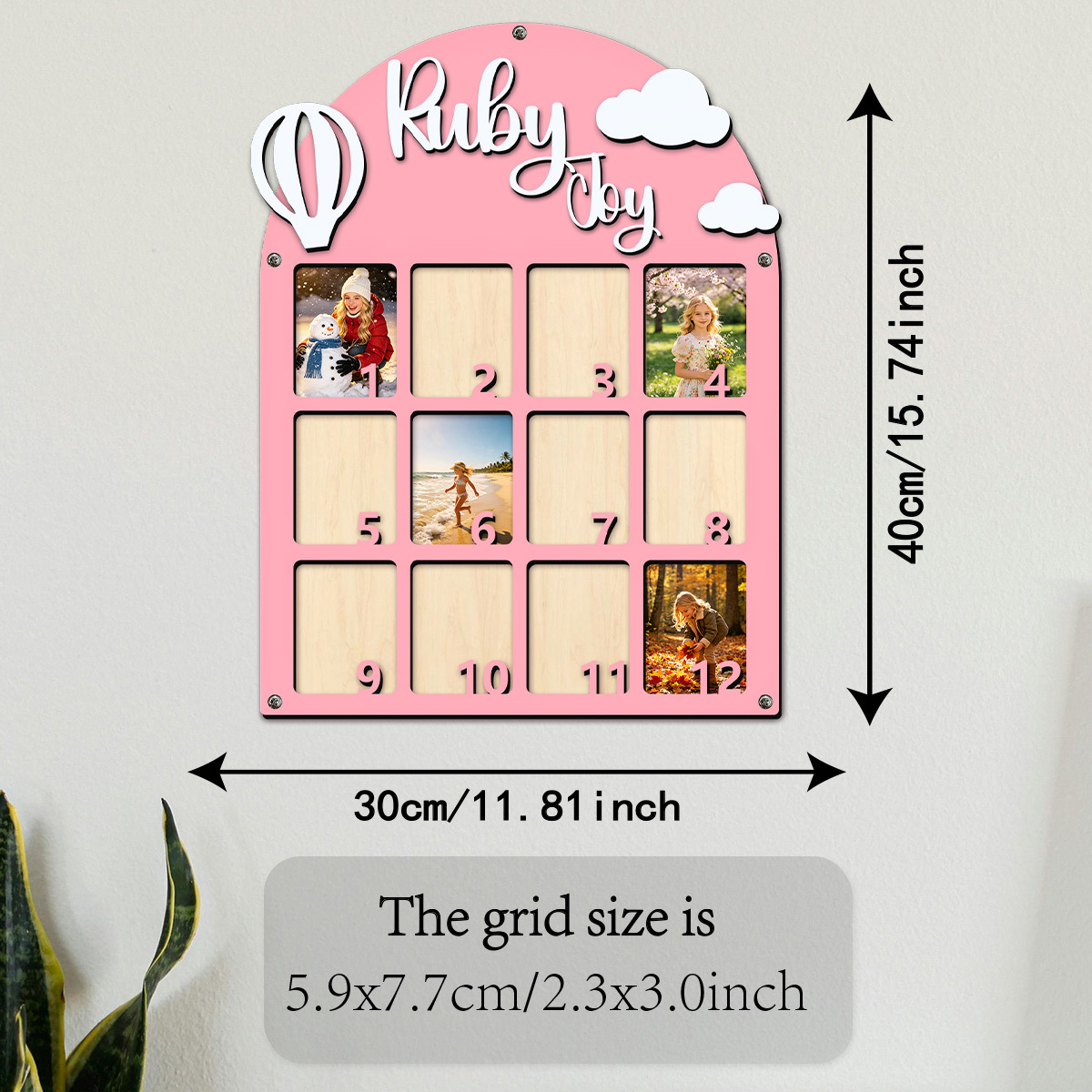 Bohemian 3D Name & Photo Frame for Growth Pictures