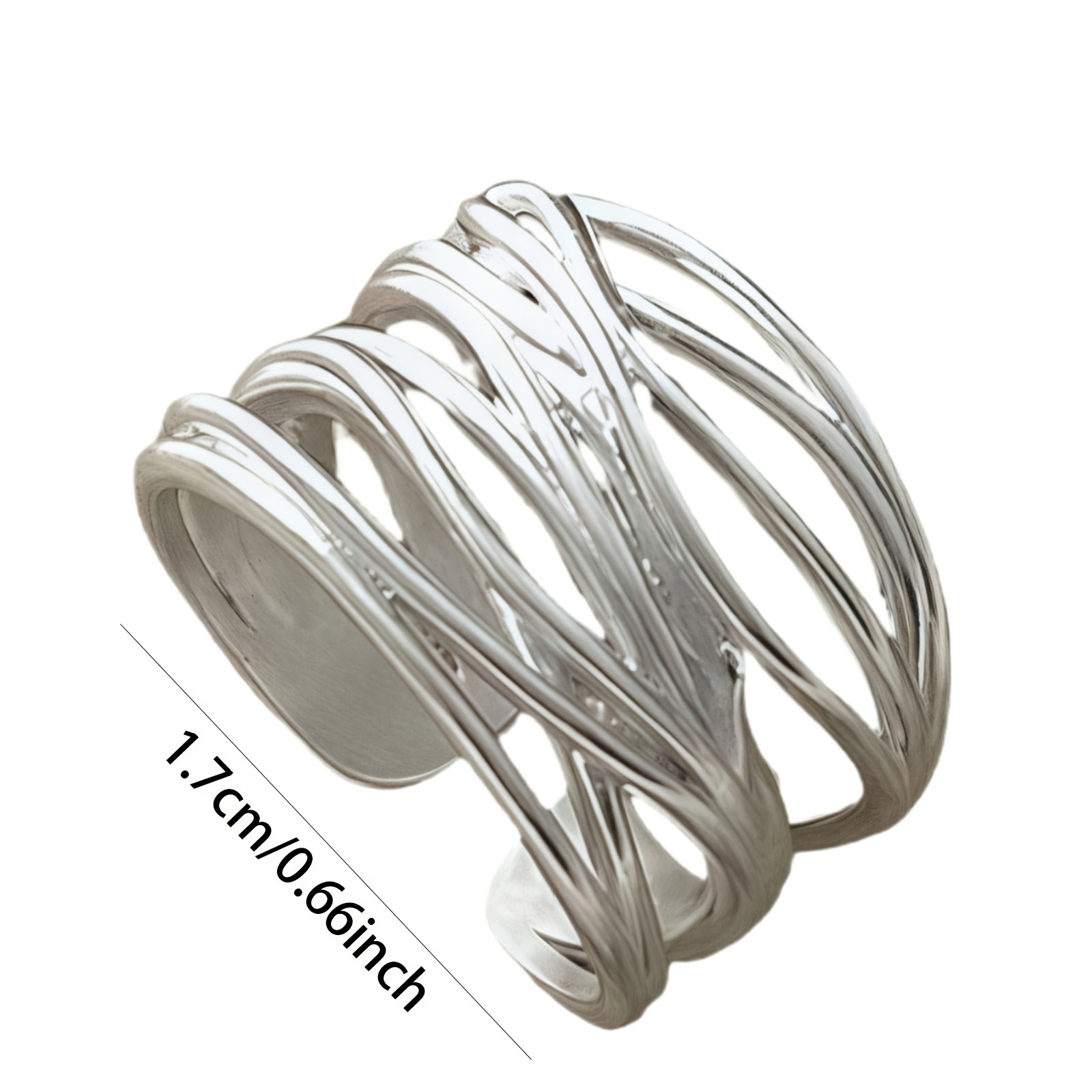Women's Adjustable S925 Silver Multi-Layer Cross Ring