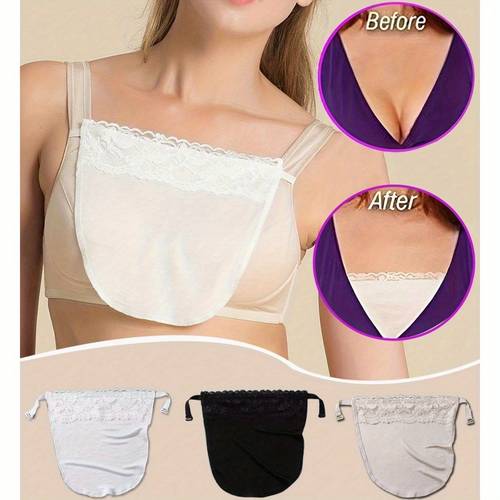 item picture 3pcs womens clothing matching anti see through v neck bra pads detachable hook up accessories clothing accessories dress up collar neck
