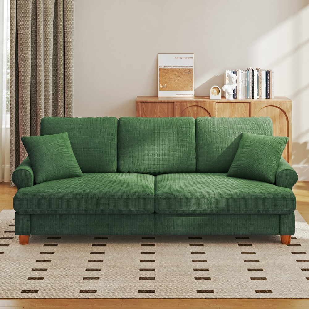 87" Living Room Couch Sofa Chenille Deep Couches For Small Spaces Bedroom, Apartment, Office, Removable Sofa Cover Spring Cushions