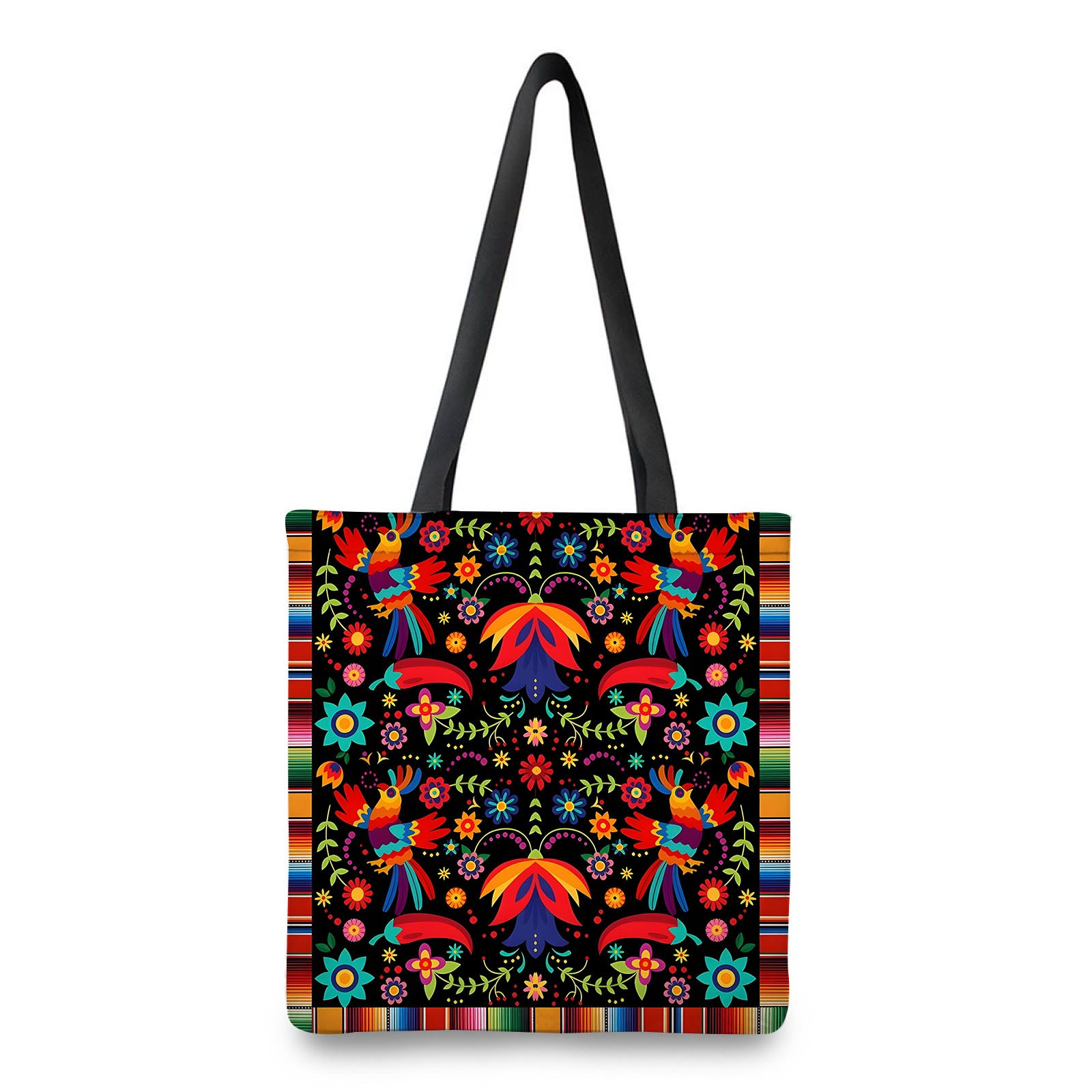 

1pc Vibrant Mexican Polyester Tote Bag For Women - , Stylish Shoulder Bag With No-closure Design, Ideal For Daily Use, Travel & Shopping