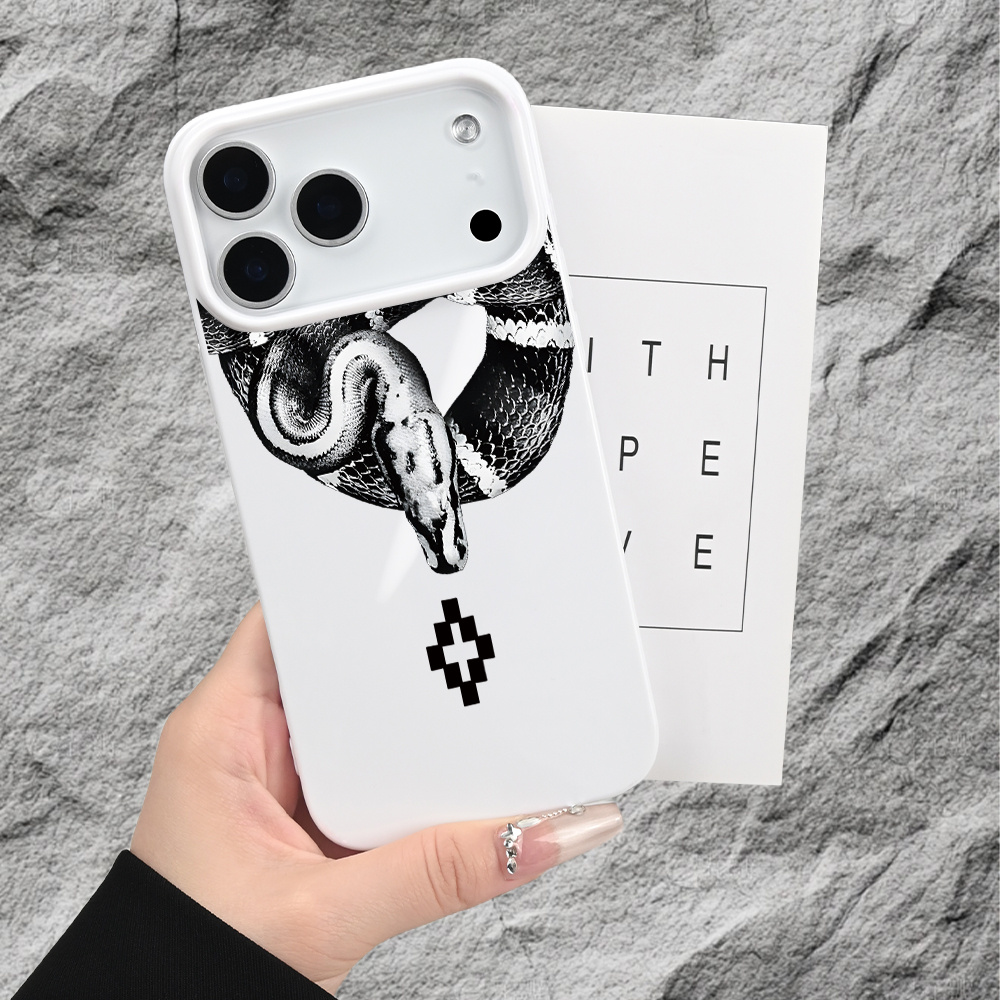 TEMU Phone Case - Black And White Snake Pattern Phone Case, Resistant To Yellowing And Wear | Scratch-proof | Wholesale Phone Cases - Uv2d Printing