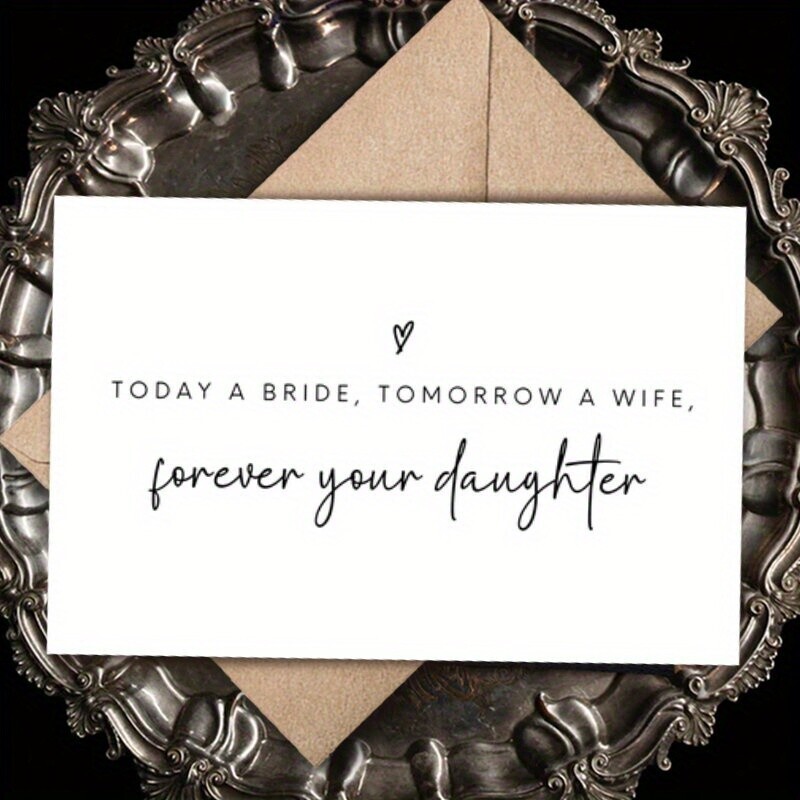 TEMU 1 Elegant Wedding Greeting Card - For Parents, With A Message From The Bride To Her Parents: "today A Bride, Tomorrow A Wife, Forever Your