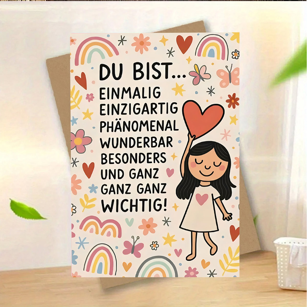 kreative   zitat karten | weiches regenbogen- und   mit lächelndem mädchen bild -   dankesgeschenk zur förderung des mentalen wohlbefindens,   für freunde, geburtstagsanlässe, papiermaterial