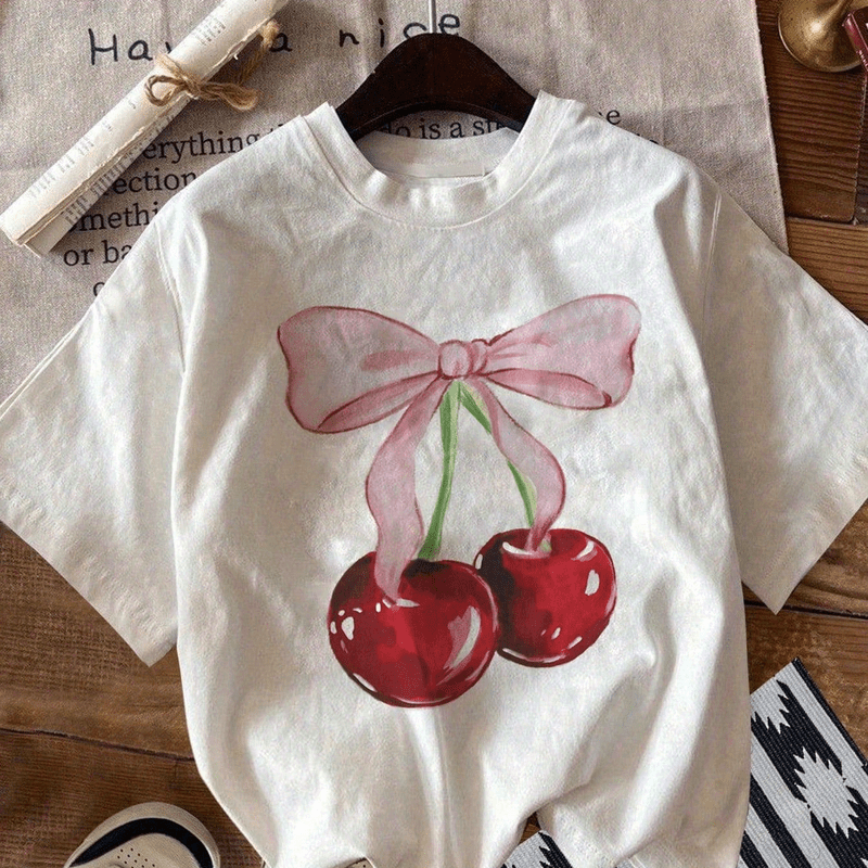 Women's Round Neck CottonT-shirt Trendy Spring And Summer Four Seasons Street Style Light Pattern Printing Holiday Party Clothes Animal Popular Loose And Comfortable Multi-color Optional Breathable Retro Printing Casual Tops Local Delivery