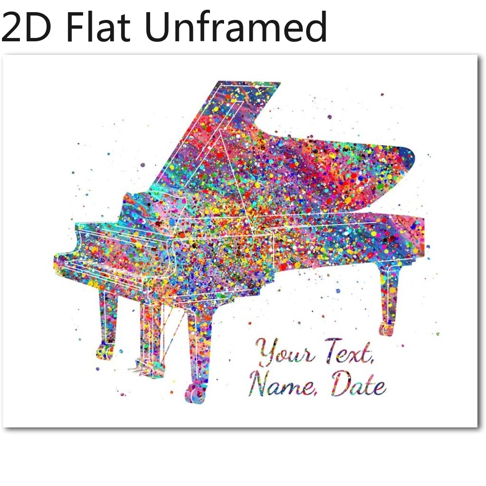 Personalized 2D Flat Piano Poster Print with Custom Text
