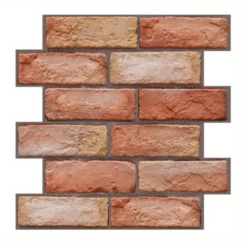 10 3d Red Brick Wall Tile Stickers - Self-adhesive, Easy To Peel And Paste, Durable Pvc, Waterproof And Easy To Clean - Kitchen, Living Room, Bathroom, Hallway Decor