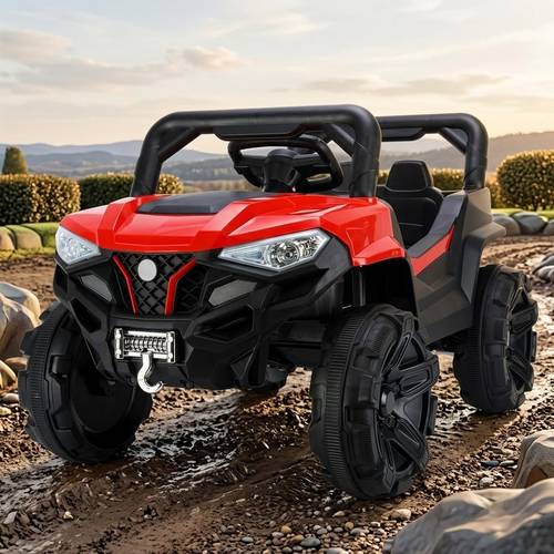 all terrain off road dual motor ride on car with cradle motion suspension music powerful