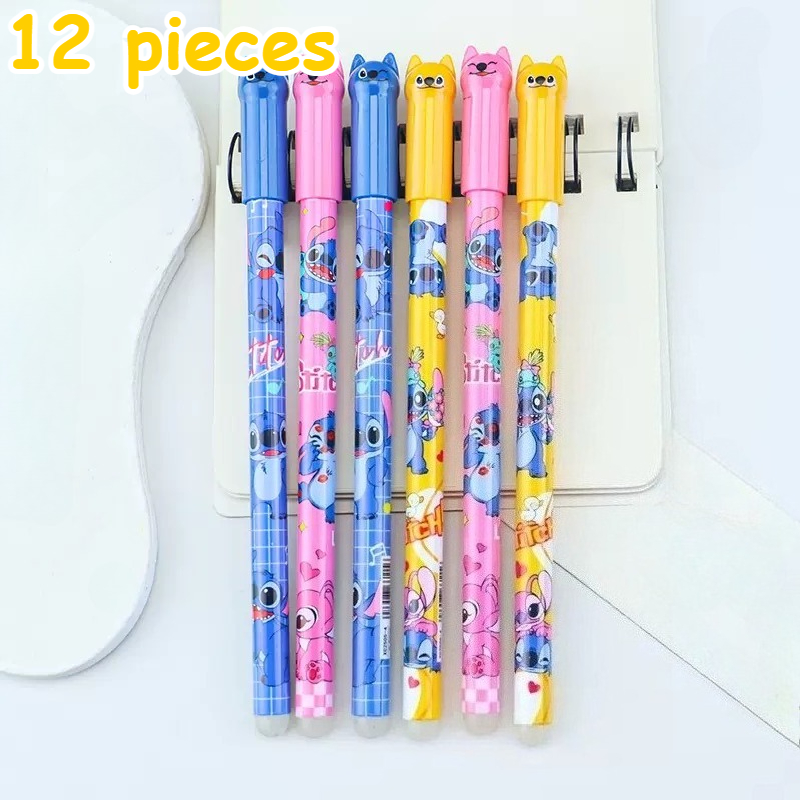 12pcs Blue Erasable Pen Set with Cartoon Pattern