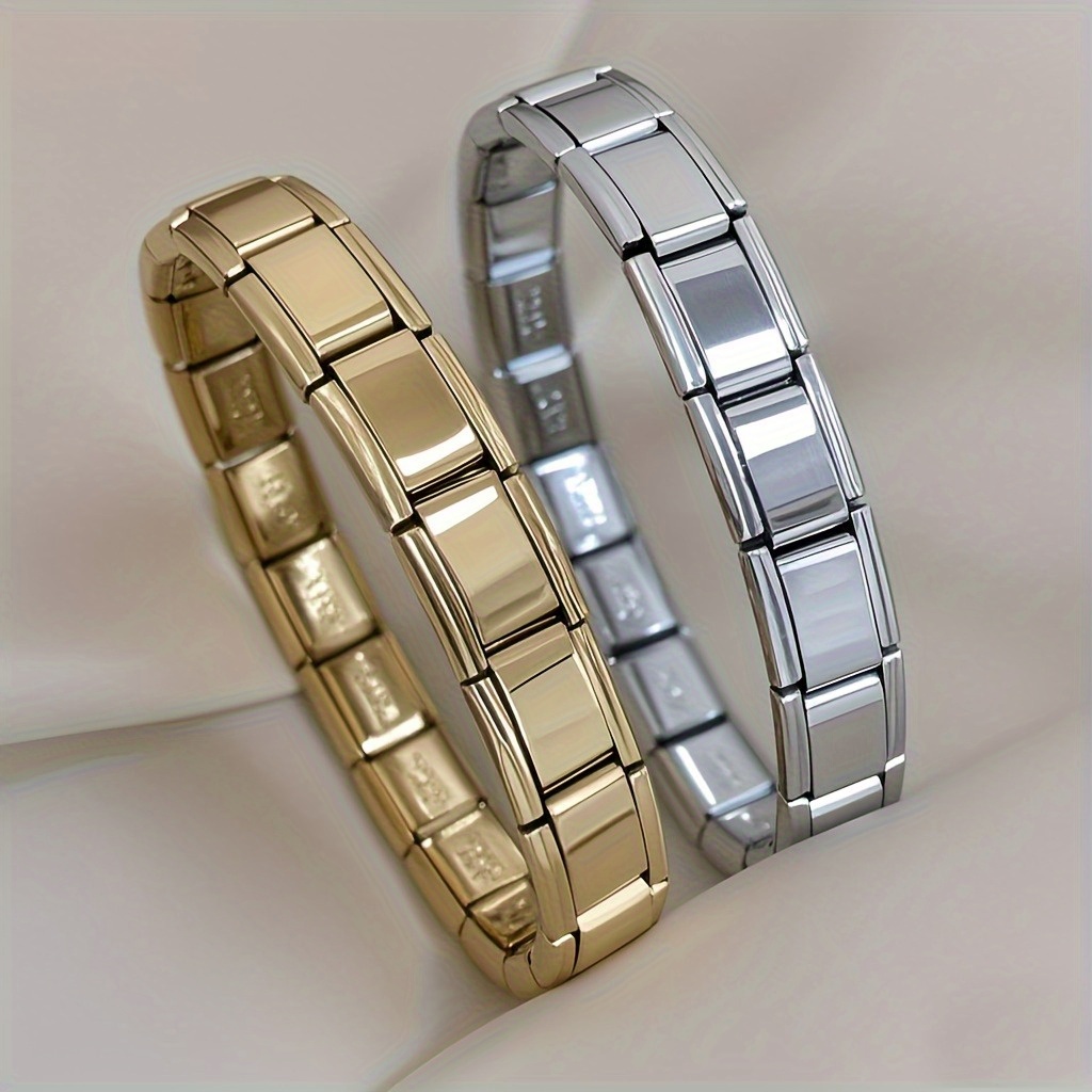 E-shop 2er Set Verstellbare 304 Edelstahl Armbänder – Elegante Dehnbare Unisex Schmuckstücke, Perfektes Geschenk für Männer und Frauen