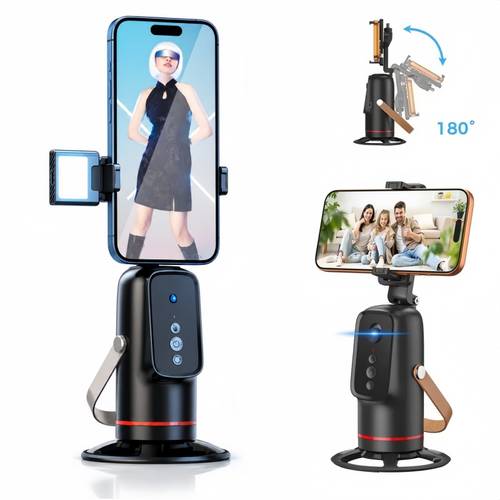 Tracking Tripod with & 360° Rotation Phone Holder - Compatible for Smartphones/Tablets, Required, Portable Suitable for Live Streaming, Vlogging, Video Recording, Phone Accessory