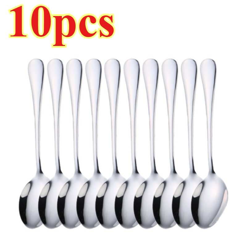 TEMU 10pcs Stainless Steel Pointed Spoons, Easy Spoons, Restaurant And Home Use Eating Spoons, Soup Spoons And Dessert Spoons