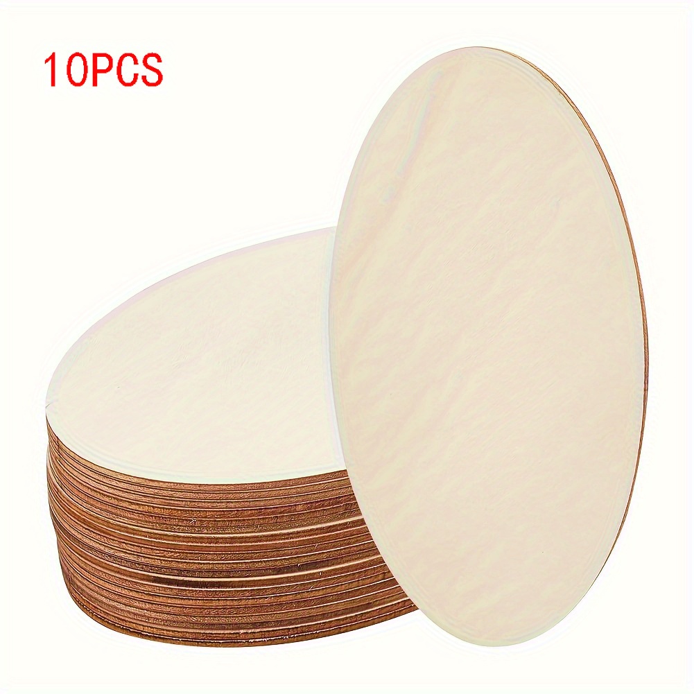 Image of 10pcs Unfinished Wood Oval Slices Empty Cups Unfinished Wooden Oval Shavings Tags Craft Holiday Decorations Tags For Handmade Painting Party Wedding Birthday Holiday Activities Hanging Ornaments