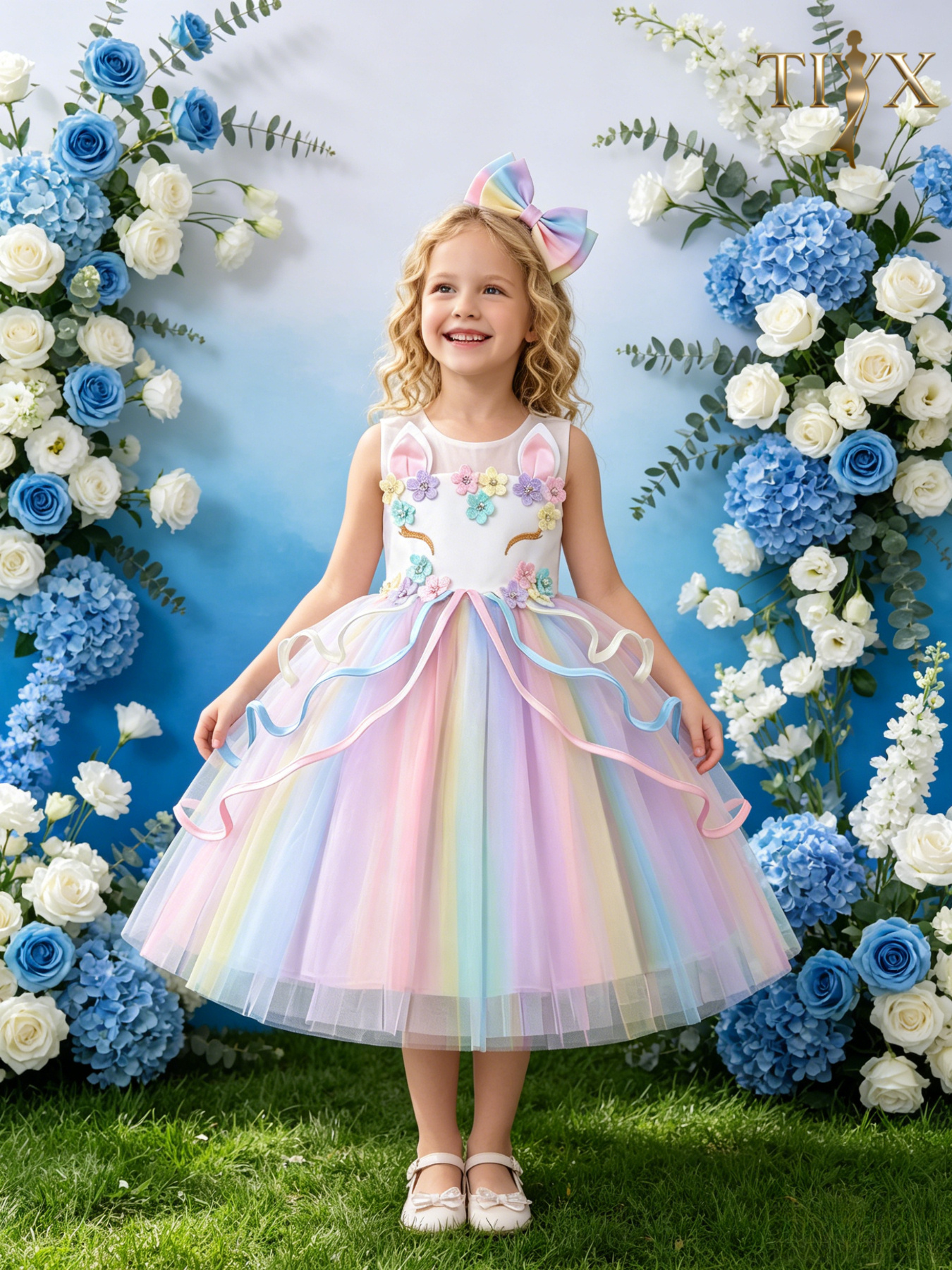 unicorn dress birthday sold on Temu United States sheer rhinestone dress Your little one will birthday rainbow unicorn dress Women Summer Long Dress Shirt Size:17.5 x 32-33