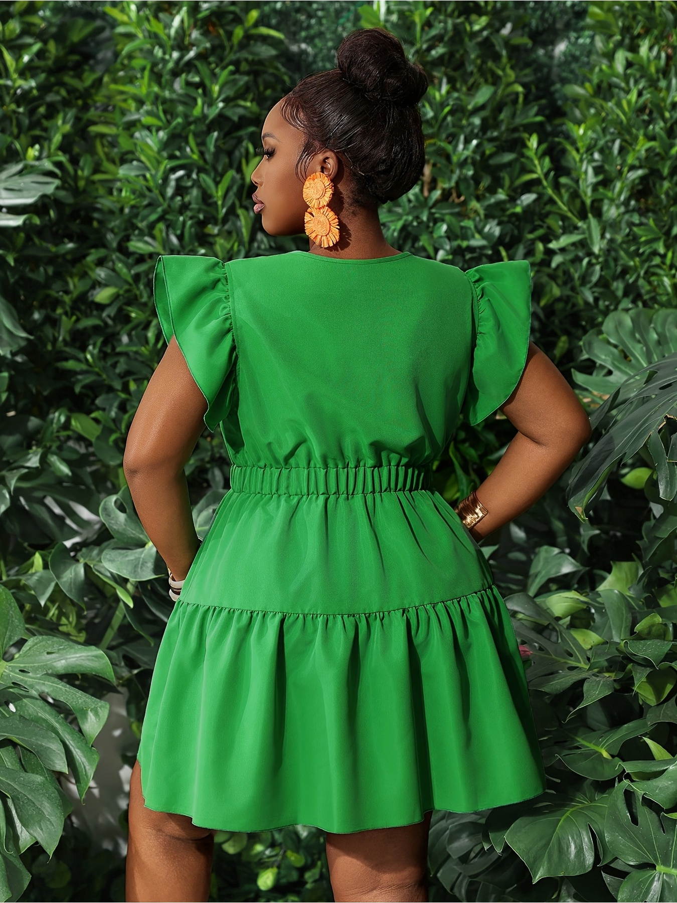 green polka dot dresses Green Bow Front Peplum Top - All Playsuits