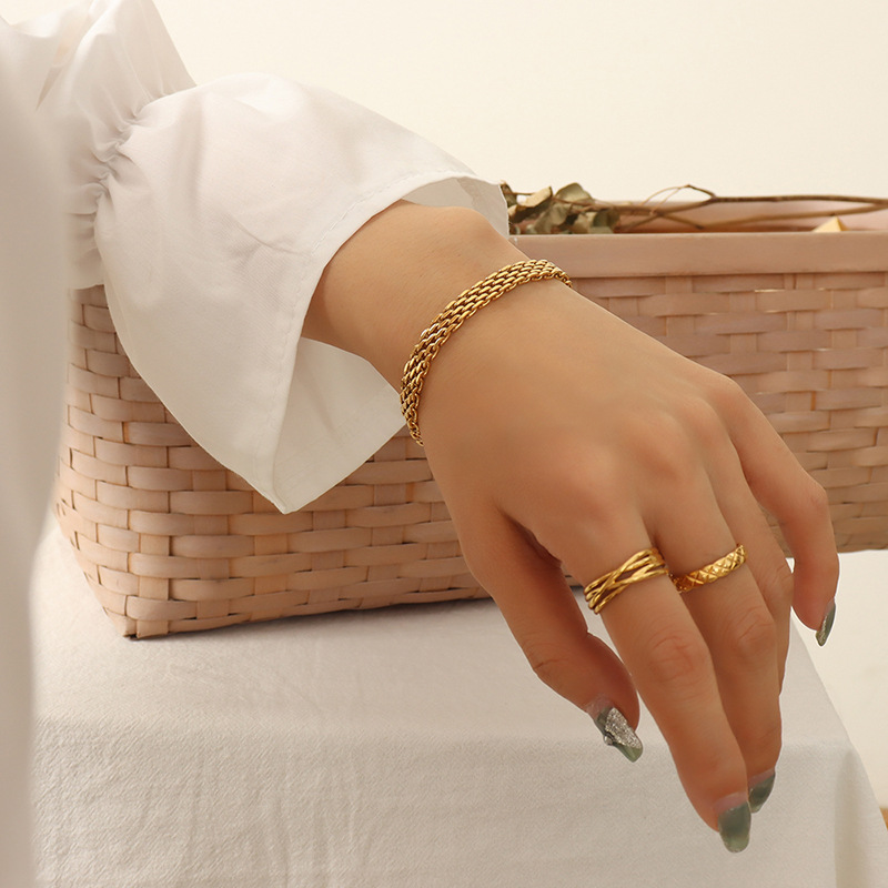 Women's Golden Plated Thin Weave Milanese Mesh Bracelet