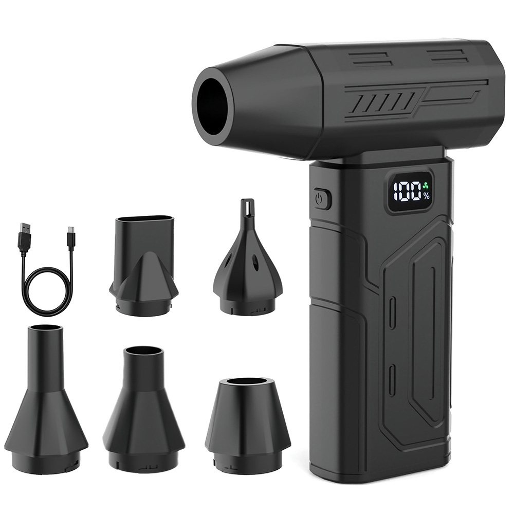 TEMU Compressed Air Duster, 130000rpm Super Power Cordless Air Duster, 5 Nozzles, Rechargeable Brushless Blower, Adjustable Mini Blower With Led