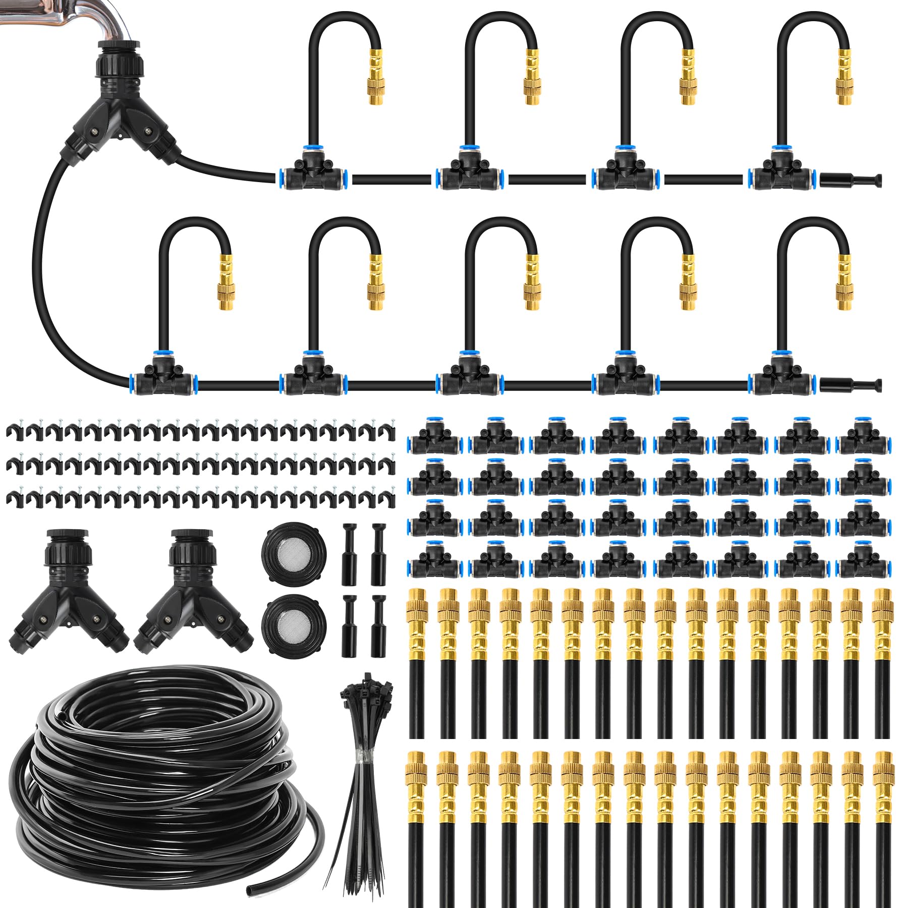 200ft 1/4" Drip Irrigation System, 2026 Upgrade Garden Irrigation Kit With 32pcs Adjustable Nozzles, Automatic Atomizing Watering System For Outdoor Plants, Raised Bed, Yard, Potted Plant, Lawn