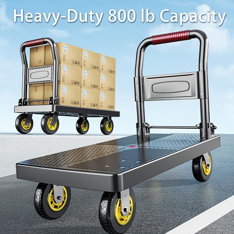 larawan ng item Heavy-duty na Tiklop na Hand Truck, 272.16/362.87 KG ang Kaya | Nakakatipid sa Espasyong Tiklop na Platform na may Swivel Push Handle at Makapal na Panel, Matibay at Tahimik, Angkop para sa Gamit sa Bahay at Opisina, Gawa sa ABS Material