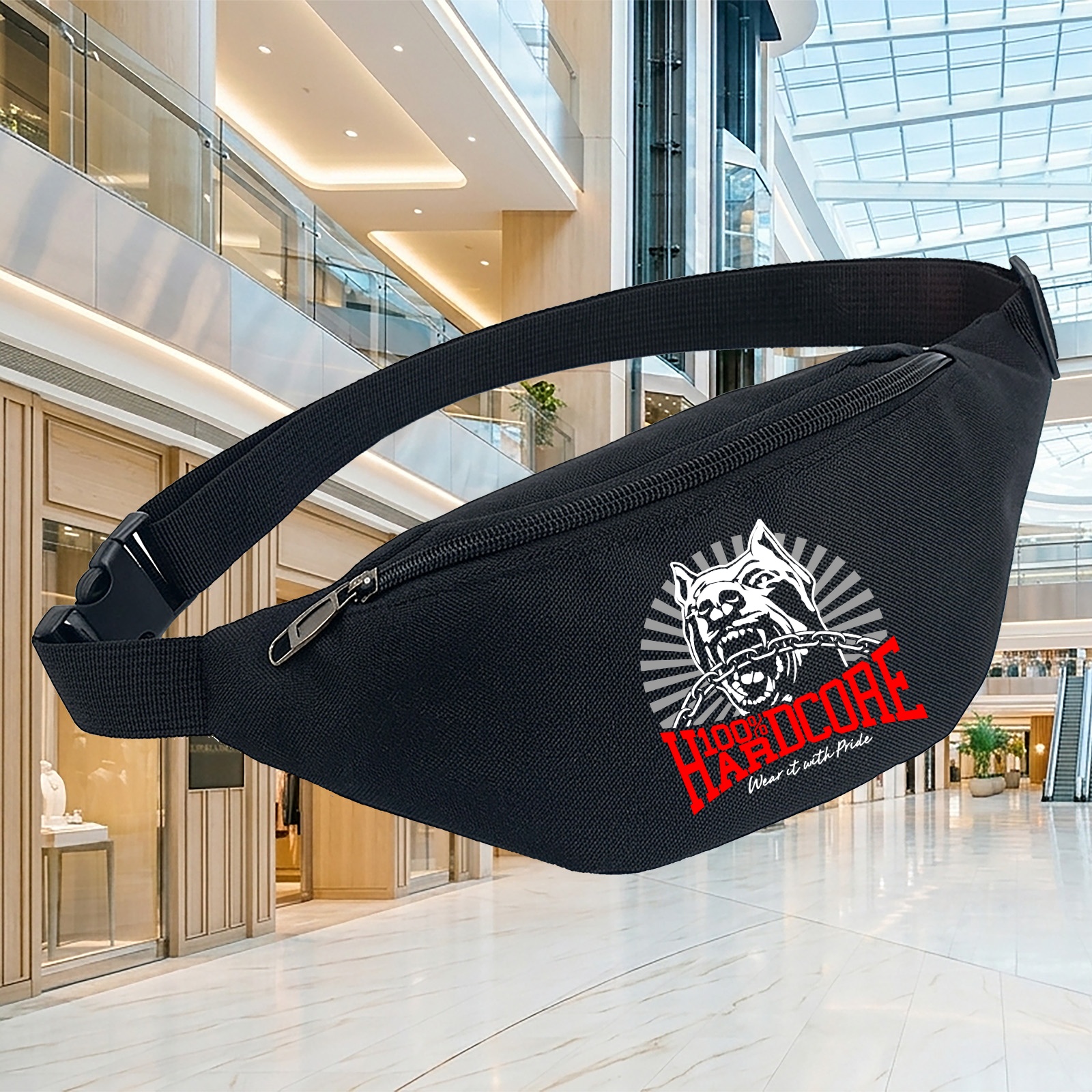 TEMU Hardcore Dog Waist Bag For Men Outdoor Adventure Waist Packs Durable Essential Tactical Waist Bag For Hiking Running Cycling Travel Gym Fitness