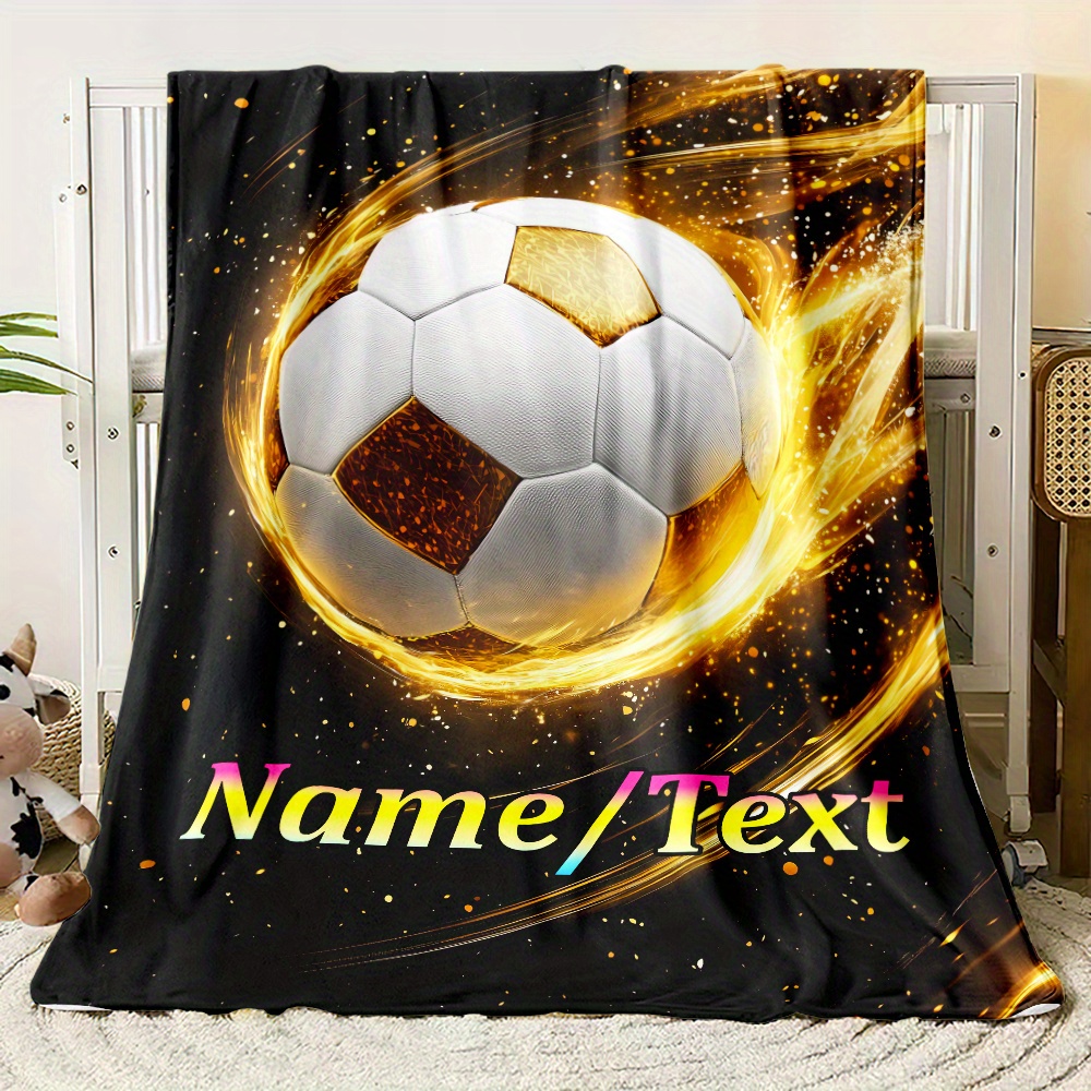 TEMU 1pc, Couverture de Football Personnalisée Douce et Chaude - Plaid en Flanelle Léger pour Canapé, Drap de Lit, Chambre, Salon, Bureau, Canapé,