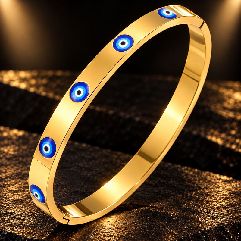 Women's Evil Eye Bracelet and Ring 2pcs Set