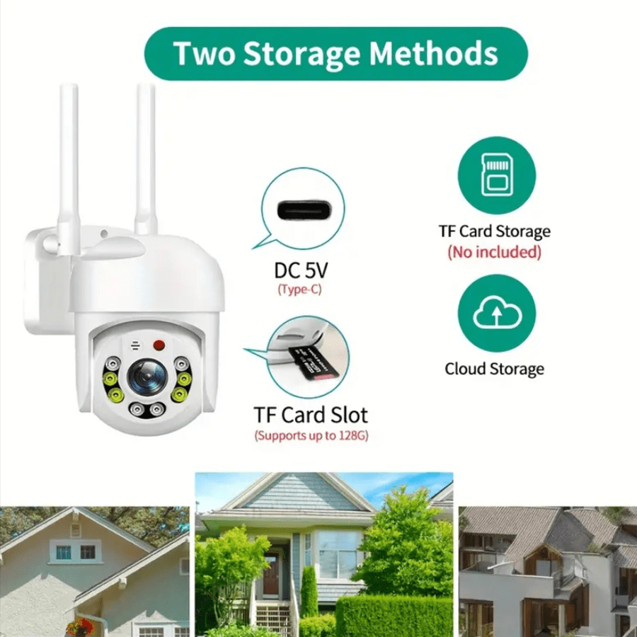 1 outdoor WiFi security camera, waterproof directional rotation automatic tracking, audio CCTV monitoring 360 IP camera, day and night full-color, humanoid motion detection, two-way voice intercom, 360 degree panoramic 2.4GHz security camera details 8