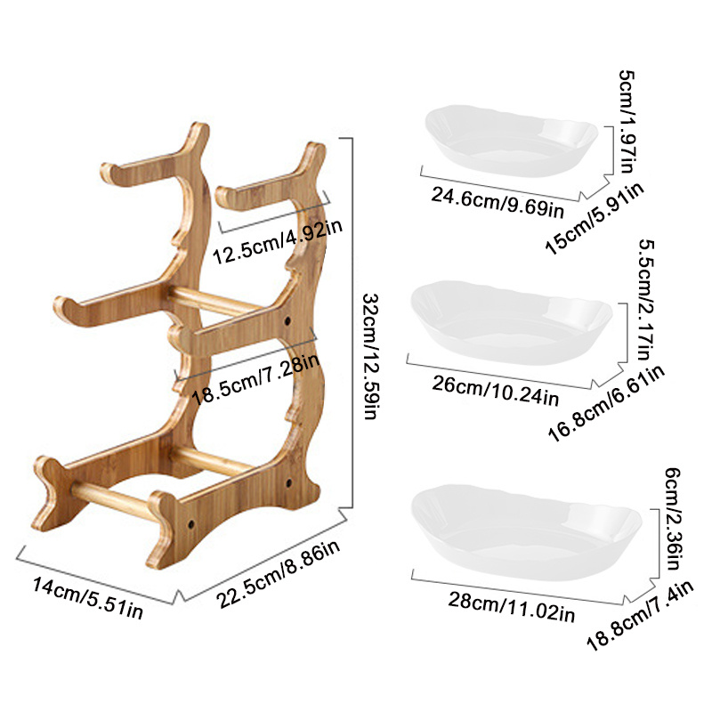 TEMU 3 Tier Bamboo Fruit Bowl Kitchen Storage Basket Rack Vegetable Organizer Countertop Display