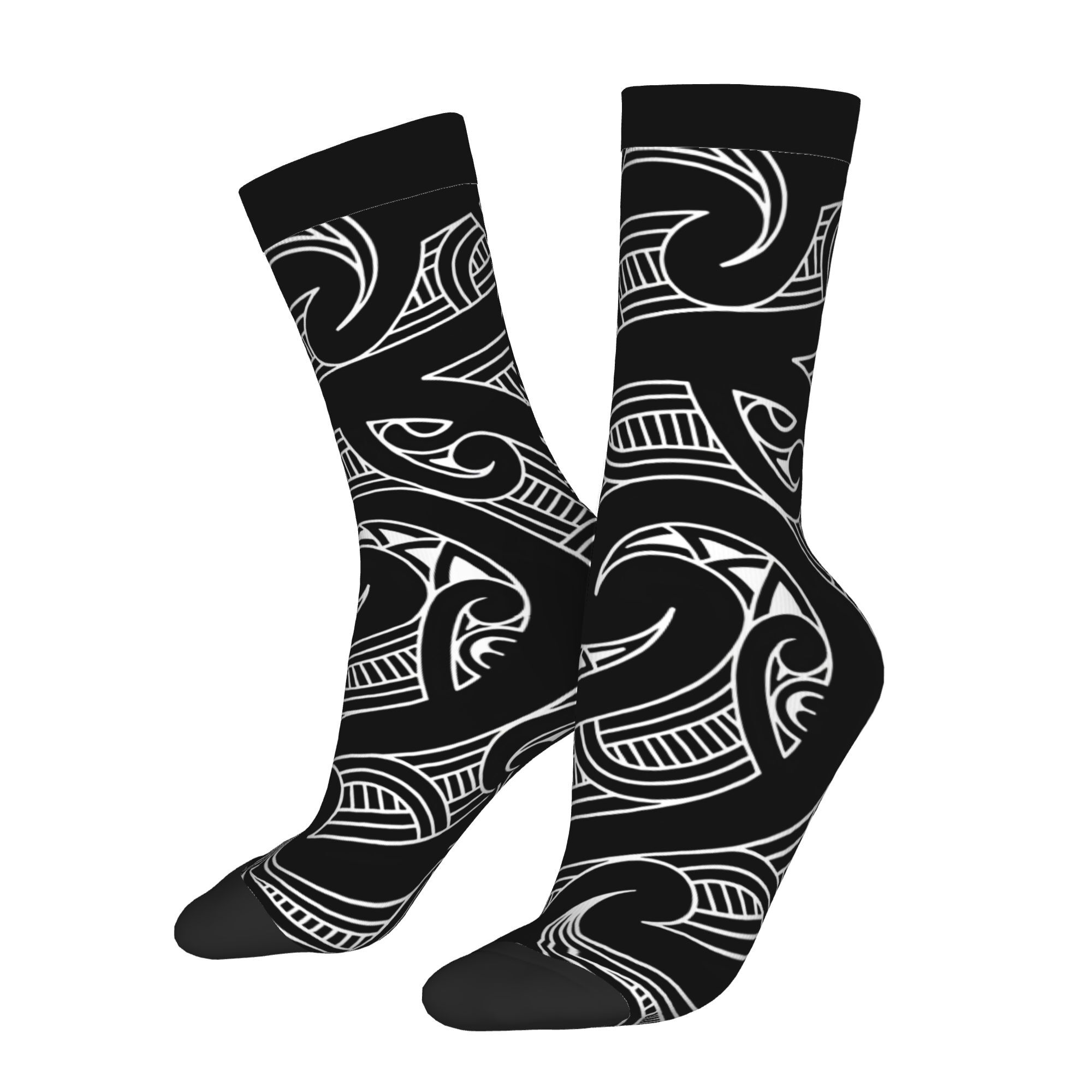 TEMU Casual Maori Pattern Men's Socks, Soft Polyester Dress Socks, Comfortable Tube Socks For Daily Wear2d Print Design