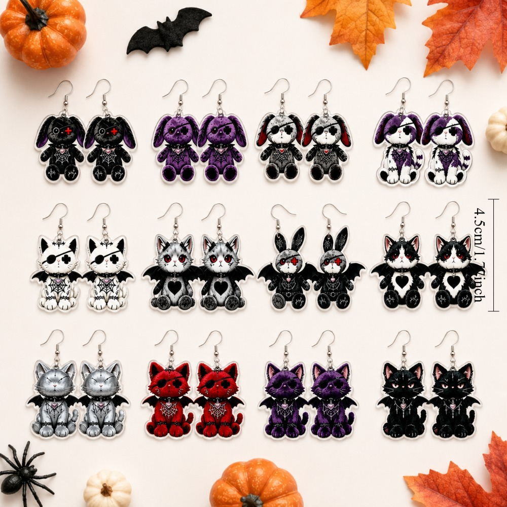 12 Pairs Gothic Acrylic Pendant Earring Set, Fun Accessories