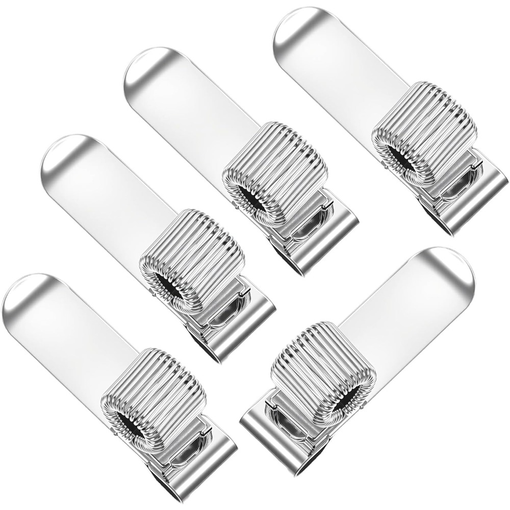 TEMU 5pcs Metal Pen Holder Adjustable Single Spring Loop Holder Universal Silvery Pencil Organizer Clip For Notebook Clipboard Journal