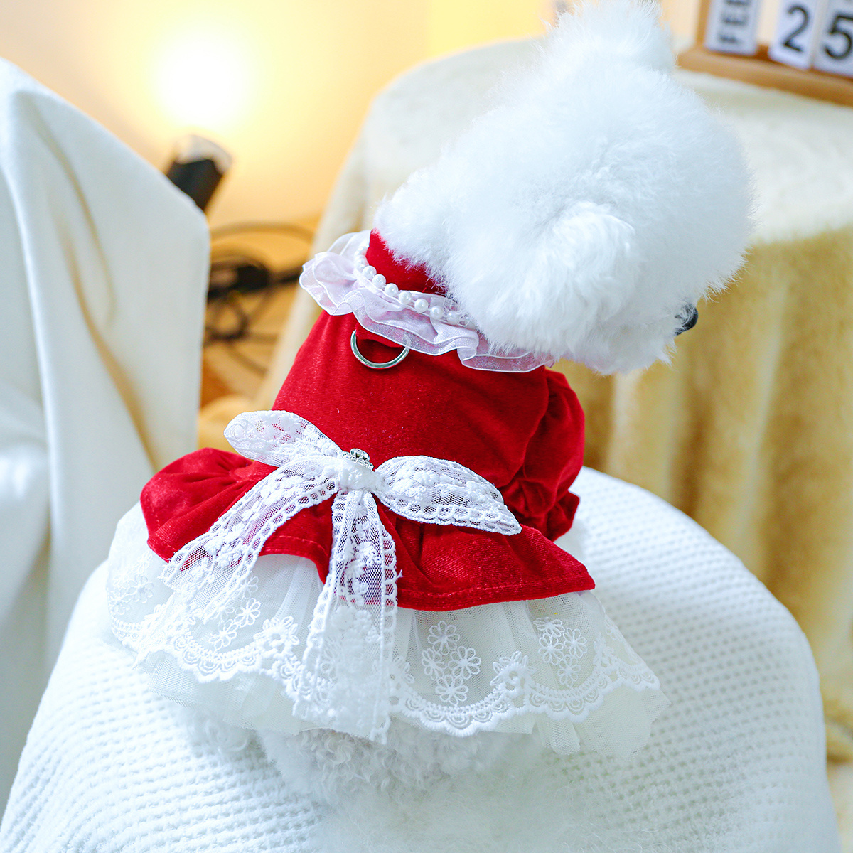 christmas dresses for little dogs Festive Green Red Christmas Dog Dress main image 0
