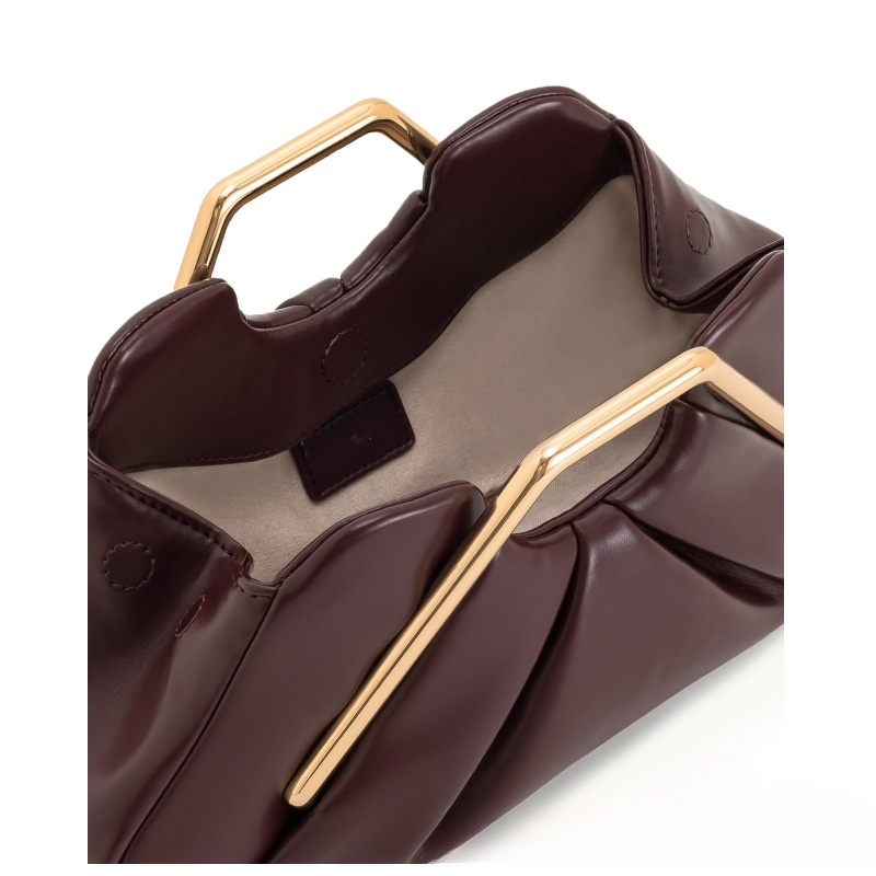 Luxury Elegant Evening Clutch with Magnetic Closure & Fixed Strap - Shiny Solid Color Handbag for Women, Wedding, Party, Formal Events - Burgundy/Black/Light Brown/White - Versatile Bridesmaid Gift & Daily Use Bag, Bridal Handbag, Designer Handbags for Women, Wedding Guest Bag, Bridal Clutch Purses, Dress Purse, Party Accessory, Stylish Purse, Highquality Finish, Sleek Construction, Women's Handbag, Fashion Women