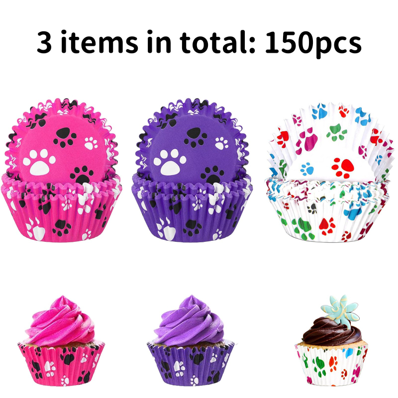 E-shop 150 Stück Hunde Pfoten Kuchenformen, Größe 5*3 cm, in 3 verschiedenen Designs erhältlich. Ideal für Brot, Kuchen und Pfannkuchen. Diese