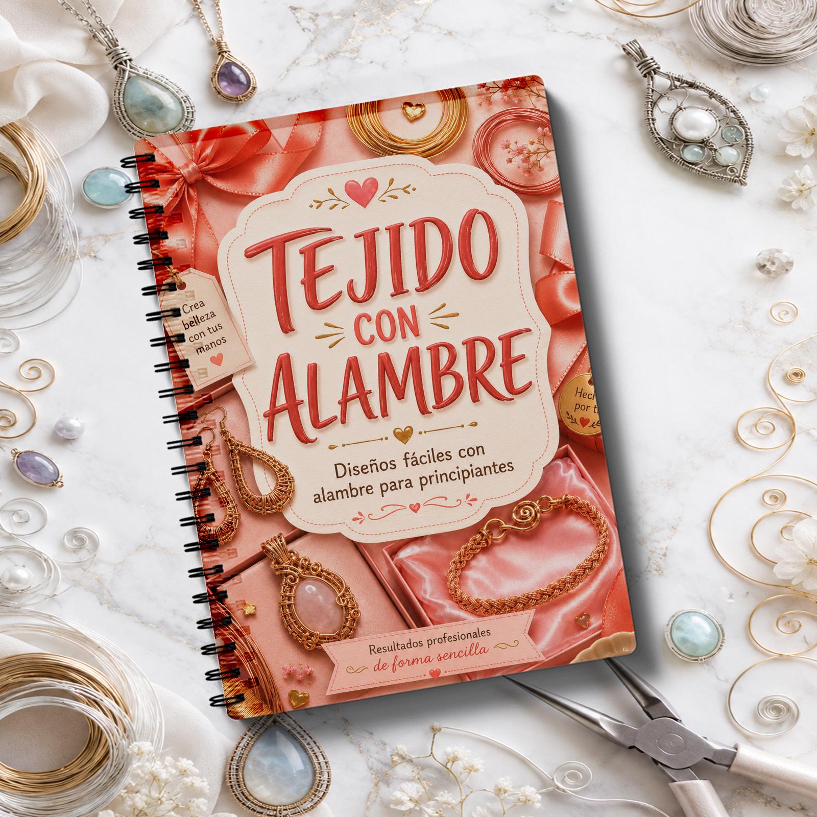 TEMU Cuaderno de Joyería con Alambre en Español, Patrones de Tejido de Alambre Fáciles para Principiantes, Notas de Artesanía con Alambre de Cobre,