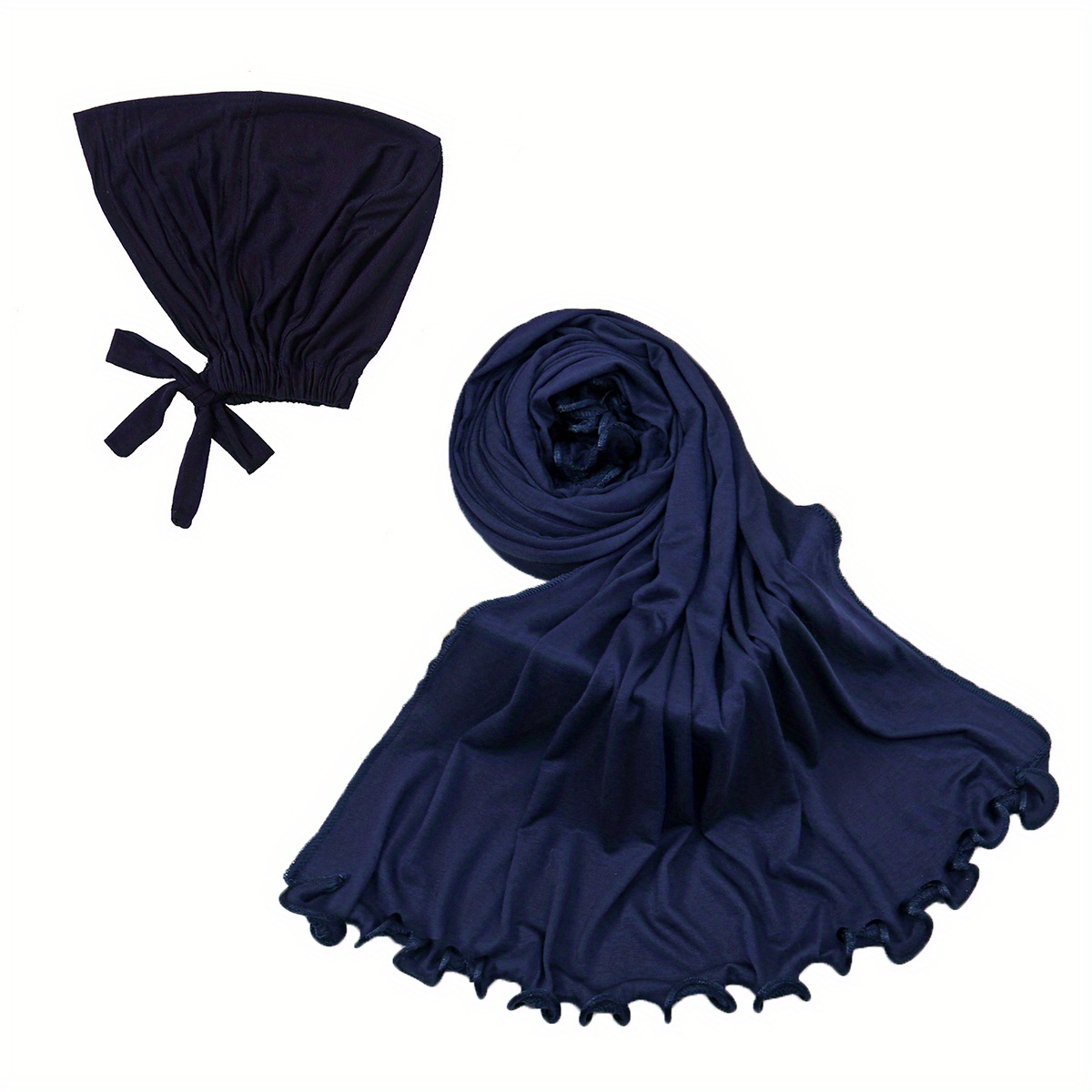 2pcs Lace Bow Polyester Elastic Hat Solid Style Polyester Headwear Set