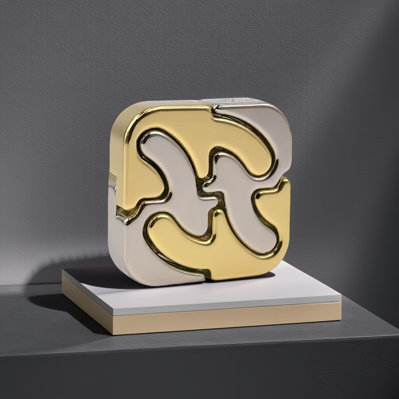 2Pcs Metal Puzzle Ring Brain Teaser Set, Horseshoe Cast Interlock Logic Puzzle Iq Mind Game Adults Office Desk Stress Relief Portable Disentanglement - View #7